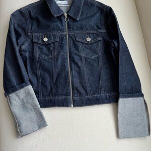 Urban Outfitters Dark Denim Jacket with Contrast Cuffs